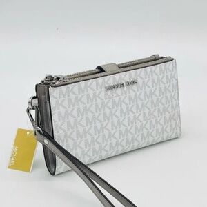 Michael Kors MK Jet Set Travel Large Double Zip PVC Leather Wallet